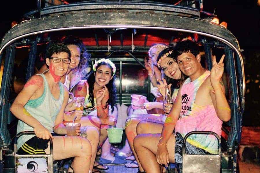 Backpackers leaving on a shuttle from Shiralea to the the Full Moon Party! Backpackers leaving on a shuttle from Shiralea to the the Full Moon Party!