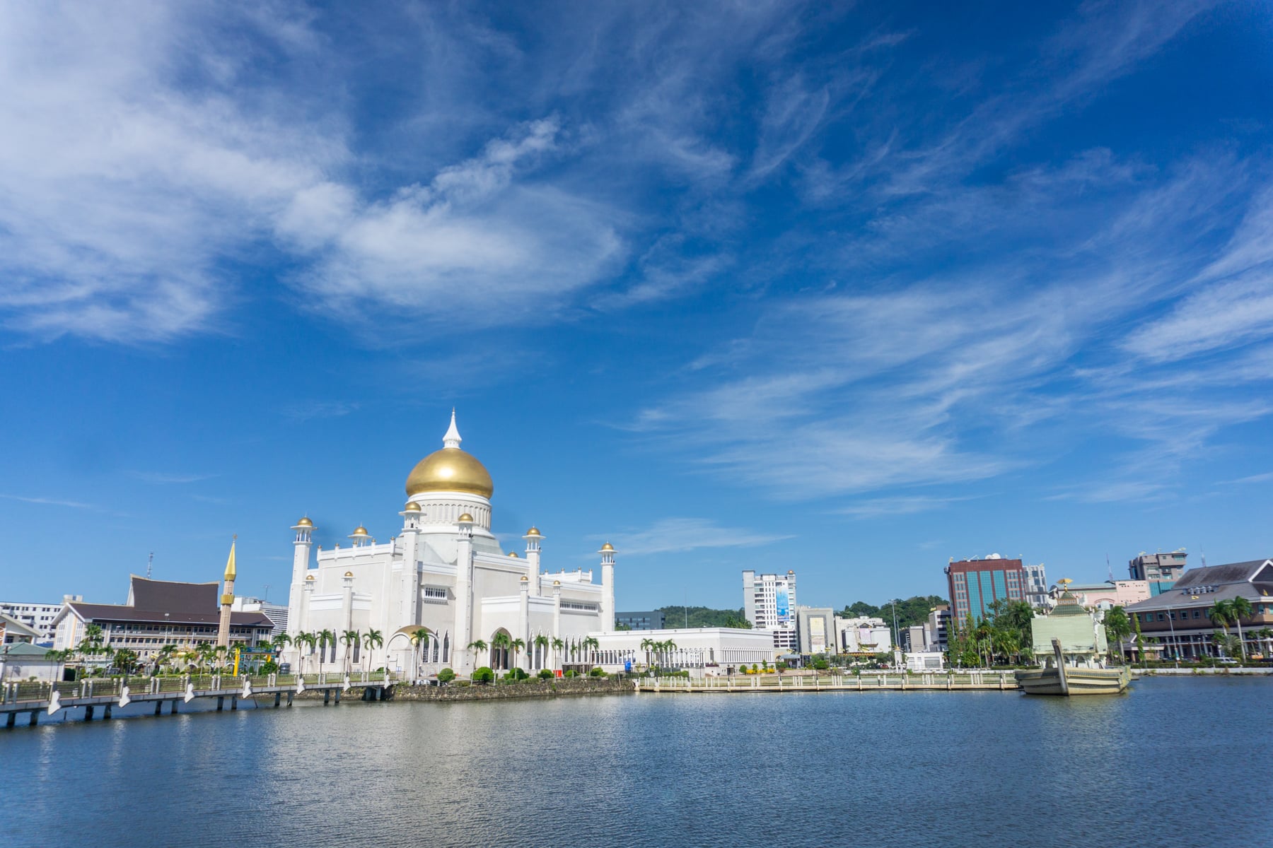 Bandar Seri Begawan, Brunei -- Omar Ali Saifuddien Mosque at dusk